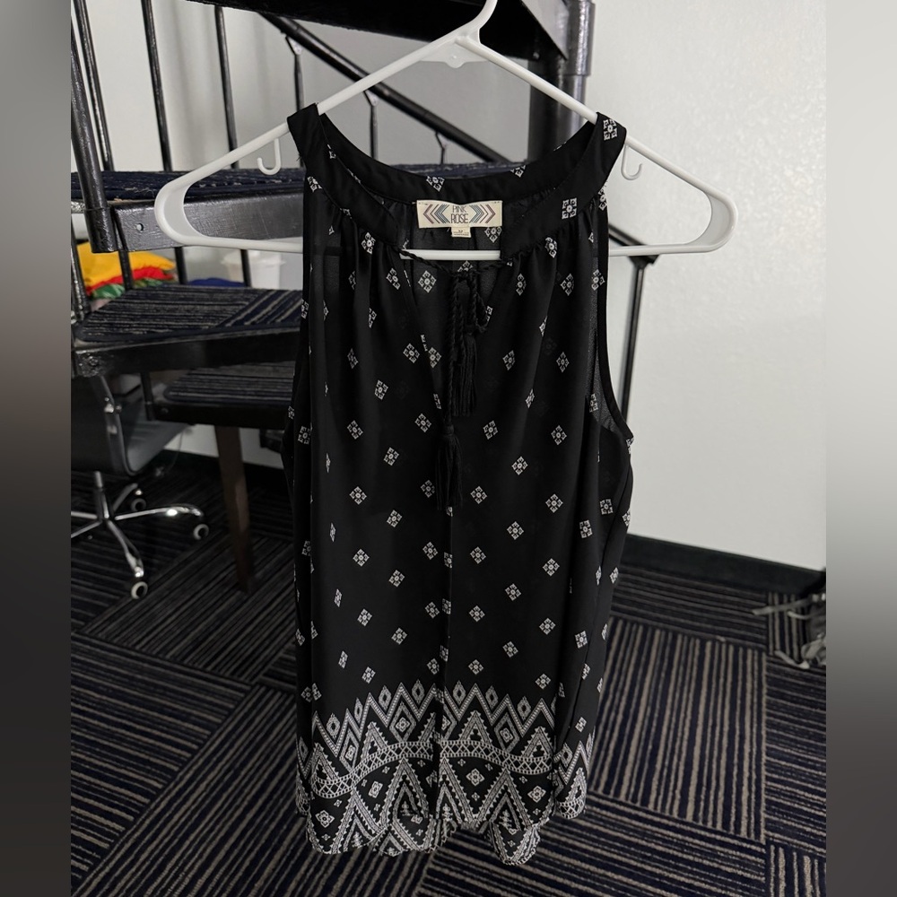 Pink Rose Black and White Graphic Top